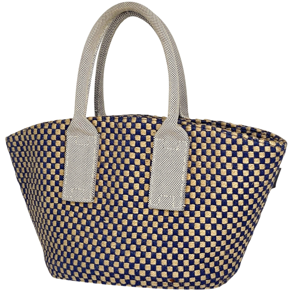 Hermes Panier Bass PM Linen Blue Beige Women's Bag